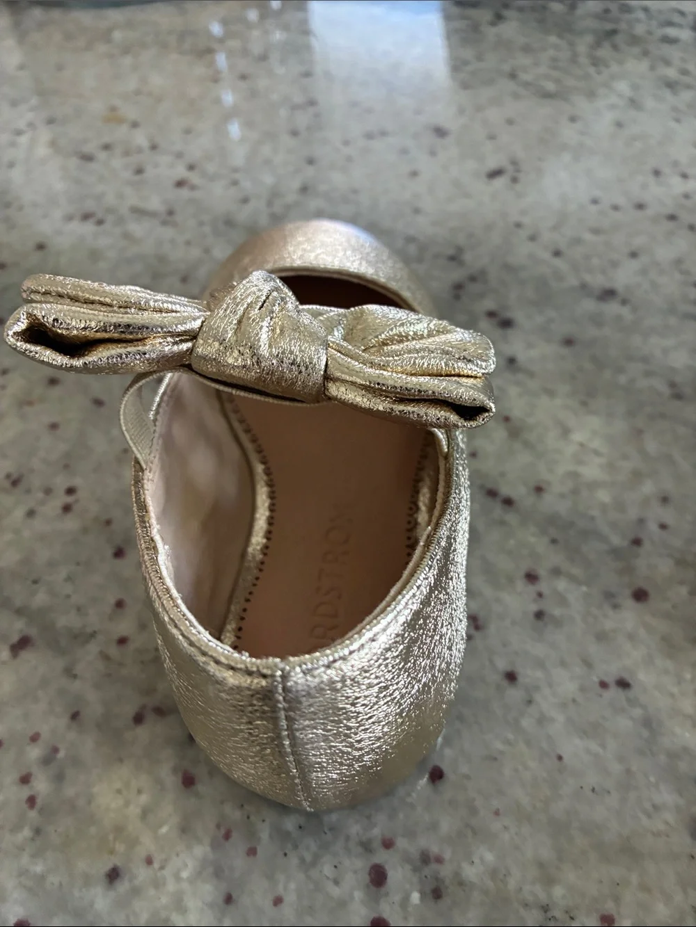Nordstrom Girls Metallic Gold Bow Mary Janes